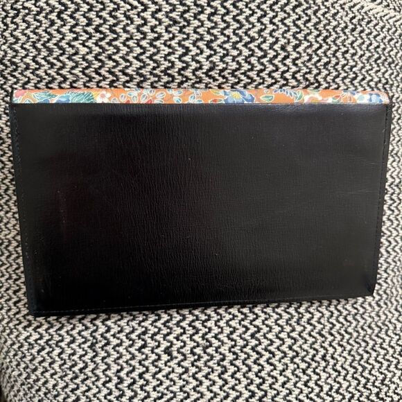 Japanese Silk & Leather Portfolio Clutch Wallet w/Kiss-lock Coin Pocket - Picture 5 of 10